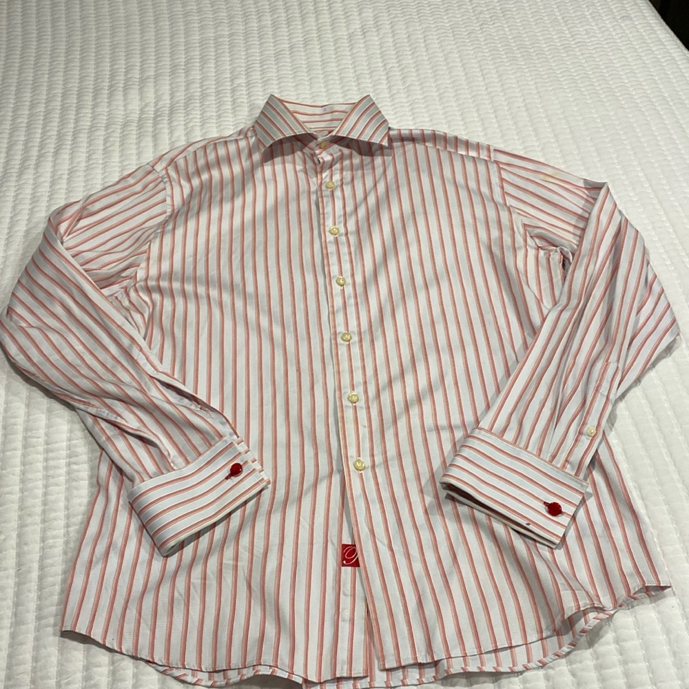 Rufus Red Stripe Men’s Dress Shirt Size Large